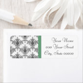 グリーン白黒ダマスクウェディング ラベル (インサイチュ)