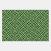 グリーン白黒バッファロープレイド水玉模様ストライプ ラッピングペーパーシート (正面)