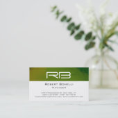 グリーン白黒モノグラム管理者名刺 名刺 (スタンド正面)