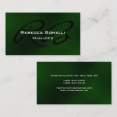 グリーン白黒モノグラム管理者名刺 名刺 (正面/裏面)