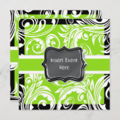 グリーン白黒婚約結婚ズ 招待状 (正面/裏面)