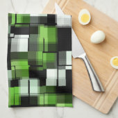 グリーン白黒 キッチンタオル (四つ折り)