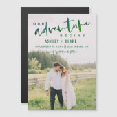 グリーン私たちの冒険が始まる写真を保存する日付 (正面/裏面)