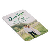 グリーン私たちの冒険が始まる写真を保存する日付 マグネット (右側)