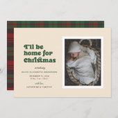 グリーン私はクリスマス誕生に家に 案内状 (正面/裏面)