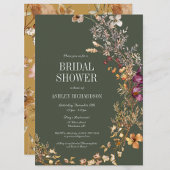 グリーン秋の花のボホーシャビーウェディングシャワー招待状 招待状