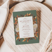 グリーン秋テラコッタウォーターカラー結婚フローラ 招待状