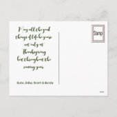 グリーン秋リースフローラ葉ーズHappy Thanksgiving シーズンポストカード (裏面)