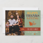 グリーン秋感謝祭フォトカスタム シーズンカード (正面)