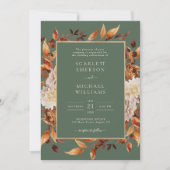 グリーン秋結婚フローラ 招待状 (正面)