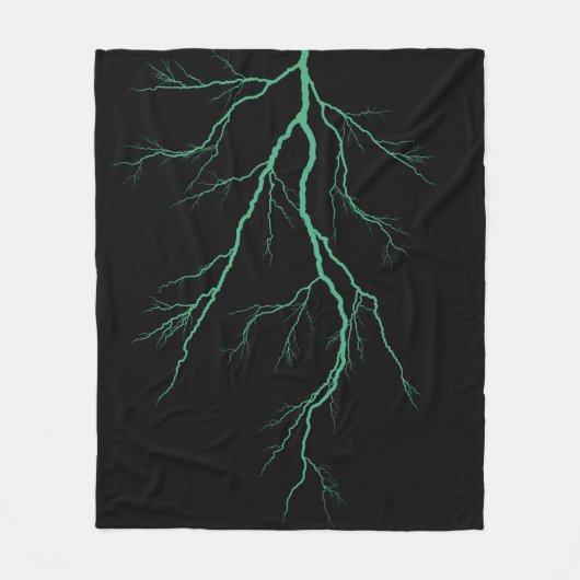 グリーン稲妻 フリースブランケット (正面)