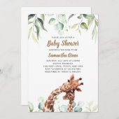 グリーン系キリン 赤ちゃん歓迎パーティー招待状 招待状 (正面/裏面)