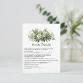グリーン系フラワーモチーフの結婚式ゲスト用詳細カード エンクロージャーカード (スタンド正面)
