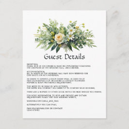 グリーン系フラワーモチーフの結婚式ゲスト用詳細カード エンクロージャーカード