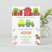 グリーン納屋周囲の庭誕生日招待状 招待状 (スタンド正面)