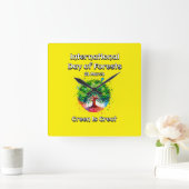 グリーン素晴らしだ。森国際的の日(IDF) スクエア壁時計 (ホーム)