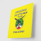 グリーン素晴らしだ。森国際的の日(IDF) スクエア壁時計 (傾斜)