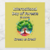 グリーン素晴らしだ。森国際的の日(IDF) ワインラベル (シングルラベル)