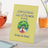 グリーン素晴らしだ。森国際的の日(IDF) 台座サイン (インサイチュ)