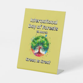 グリーン素晴らしだ。森国際的の日(IDF) 台座サイン