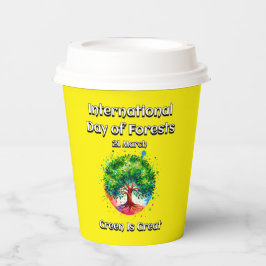 グリーン素晴らしだ。森国際的の日(IDF) 紙コップ