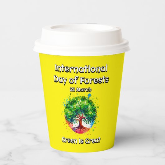 グリーン素晴らしだ。森国際的の日(IDF) 紙コップ (正面)