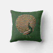 グリーン素晴らし&金ゴールドヴィンテージアート孔雀ピロー クッション (裏面)