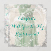 グリーン素朴は私のブライドメイド招待状 招待状 (正面/裏面)