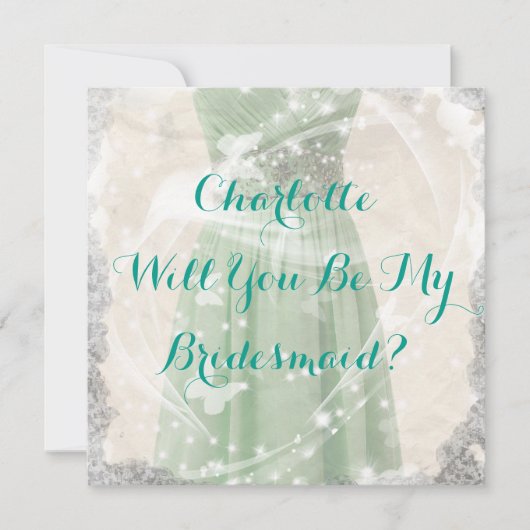 グリーン素朴は私のブライドメイド招待状 招待状 (正面)