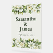 グリーン素朴アクセント付きガーデンウェルカム アクリルサイン (傾斜)