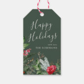 グリーン素朴ウィンターボタニカルホリデークリスマス ギフトタグ (正面)
