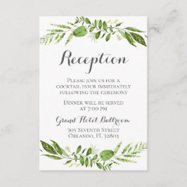 グリーン素朴ウェディングレセプションカードグリーン エンクロージャーカード