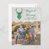 グリーン素朴ウォーターカラーディアホリデーフォト シーズンポストカード (正面/裏面)