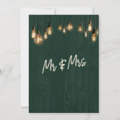 グリーン素朴ウッドエジソンライトタイポグラフィ結婚ズ 招待状 (裏面)