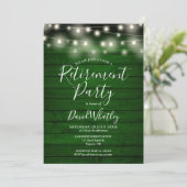 グリーン素朴ウッドストリングライト退職パーティー 招待状 (スタンド正面)