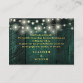 グリーン素朴ウッドストリングラ結婚イツありがとう プレイスカード (裏面)