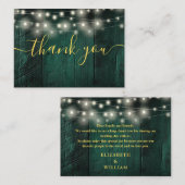 グリーン素朴ウッドストリングラ結婚イツありがとう プレイスカード (正面/裏面)