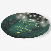 グリーン素朴ウッドボーホバーンストリングライツ結婚ズ ペーパープレート (アングル)