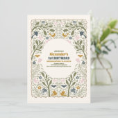 グリーン素朴ウッドランドシダ1st誕生日 招待状 (スタンド正面)