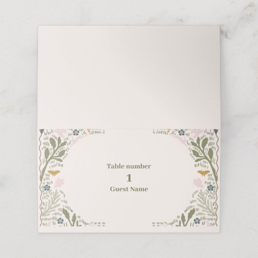 グリーン素朴ウッドランド結婚ファーン プレイスカード (外部開封)