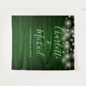 グリーン素朴ウッド結婚フォトブース背景 タペストリー (正面(横))