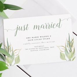 グリーン素朴エアイ植物学結婚発表 ポストカード