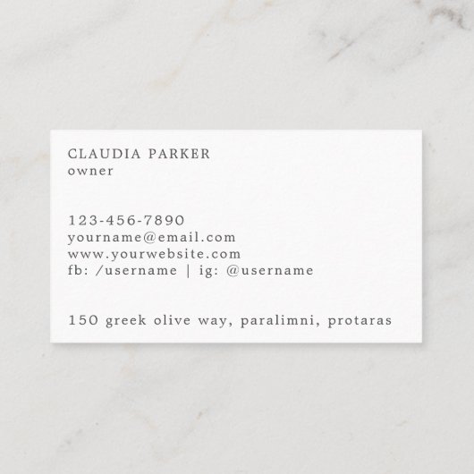 グリーン素朴オリーブリーフリースモノグラム 名刺 (裏面)