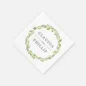 グリーン素朴オリーブリーフリース結婚ズ スタンダードカクテルナプキン (角)