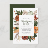 グリーン素朴カボチャ感謝祭ディナー ノートカード (正面/裏面)