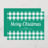 グリーン素朴ギンガ市松模様にム・メリー・クリスマス ポストカード (正面/裏面)
