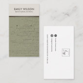 グリーン素朴クラフト白スタッドイヤリングディスプレイカード 名刺 (正面/裏面)
