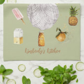 グリーン素朴クリスマスホリデーファームハウスギフト キッチンタオル (折り畳み)