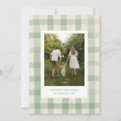 グリーン素朴ジンガムコテージコアストライプ写真 シーズンカード (正面)