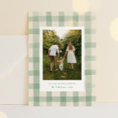 グリーン素朴ジンガムコテージコアストライプ写真 シーズンカード